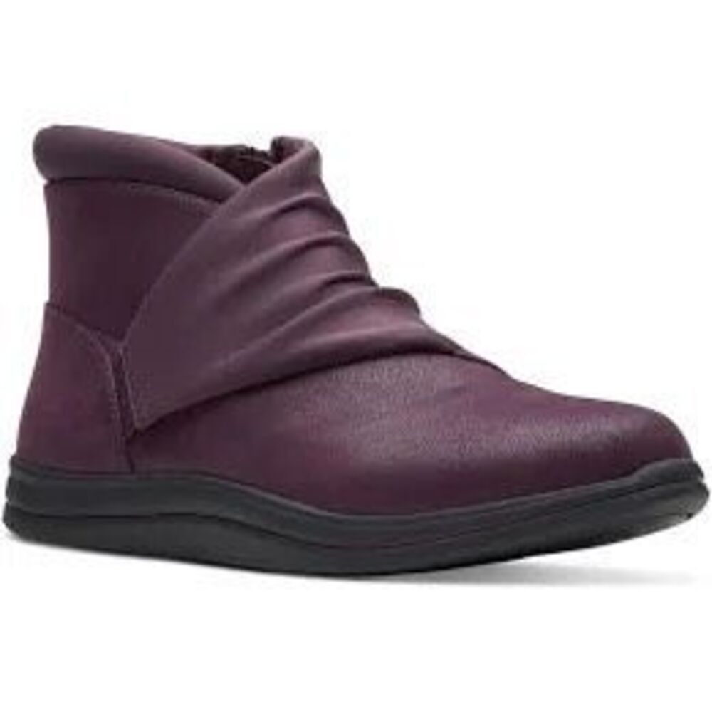 Clarks Women's 11 Cloudstepper Breeze Ankle Boots Burgundy Bourgogne Comfort NEW